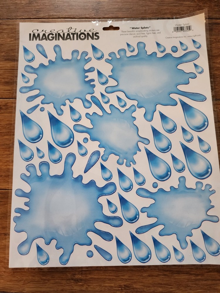 Creative Imaginations Stickers – Water Splats Drops Rain – Retired, New #17