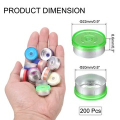 20mm Caps 200PCS Burr-Free Top Caps, Green/Silver
