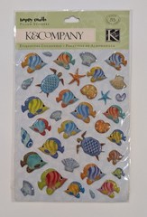 Happy Trails Sea Life Fish Turtles Shells Pillow Scrapbooking Stickers K&Company