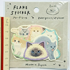 Cute Cat Flake Sticker Set 24pcs Kawaii Cats Japan Stationery