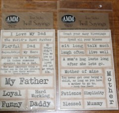(2) All My Memories Text Styles Twill Sayings My Father & Mother of Mine NIP