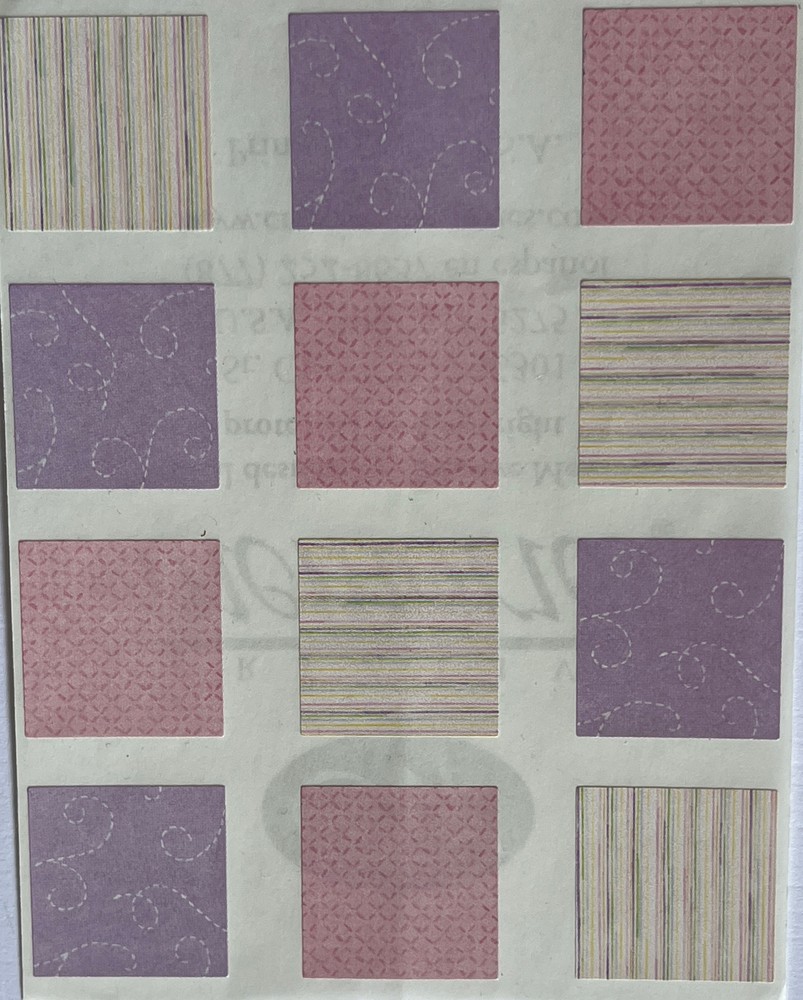 PURPLE & PINK PASTEL SQUARE ￼Stickers(12pc)Card Making •Journaling•Swirls•Girls•