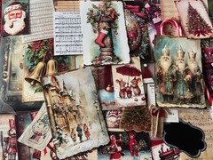 #23 NEW – VINTAGE JUNK JOURNAL 3D CHRISTMAS 60 pcs 3D KIT with Candy Cane Pen