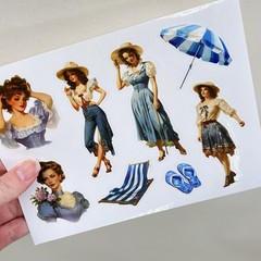 Romantic Beach Stickers 3 Sheets Scrapbook Junk Journal *SEE DESCRIPTION*