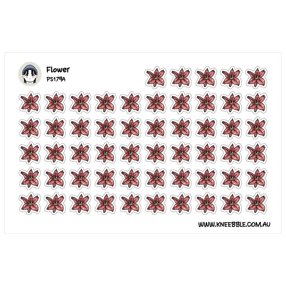 Botanical Planner Stickers – Red Flower Decorative Labels for Organizing Tasks