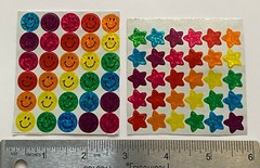Vintage 90s Classic Stickers glitter rainbow colors happy smiley face and stars