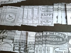 100pc Black & White Retro French Newspaper Ads 3 1/4 X 3 1/4 Scrapbook Papers