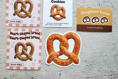 Vintage Food Sticker Bread Breakfast Meal Pretzel Lot of 5 Pcs