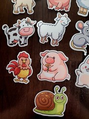 STICKERS x 10 Farm Animal Goat Pig Cow Sheep Rabbit Chicken Mouse Snail 32B9
