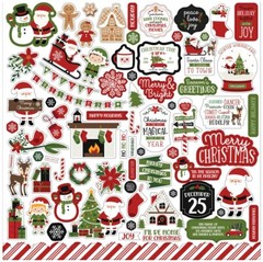 (1) 12×12 Sheet Echo Park Paper CHRISTMAS MAGIC Scrapbook Element Stickers