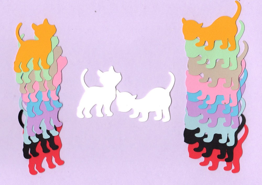 Kitten Die Cuts – Cat Die Cuts – 20 pcs, 1-3/4″ tall – 2 styles – Any color(s)