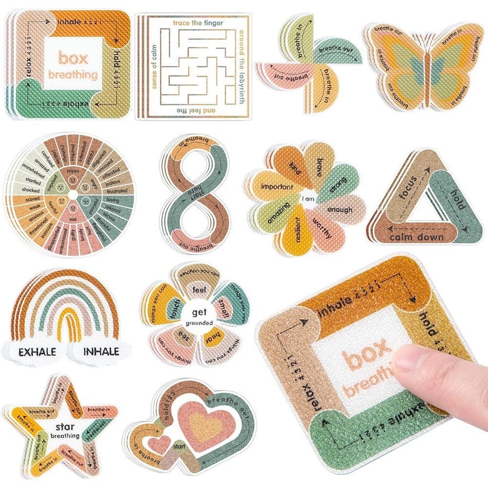 Calm Strips for Anxiety Sensory Stickers, 36Pcs 2 Textured for Mood Calming8047