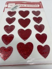 Rare Vtg Ambassador Glitter Super Stickers Hearts