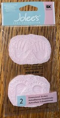 RARE Jolees Mini BABY Girl HAND FOOT PRINTS Ceramic Plaster 3D Scrapbook Sticker