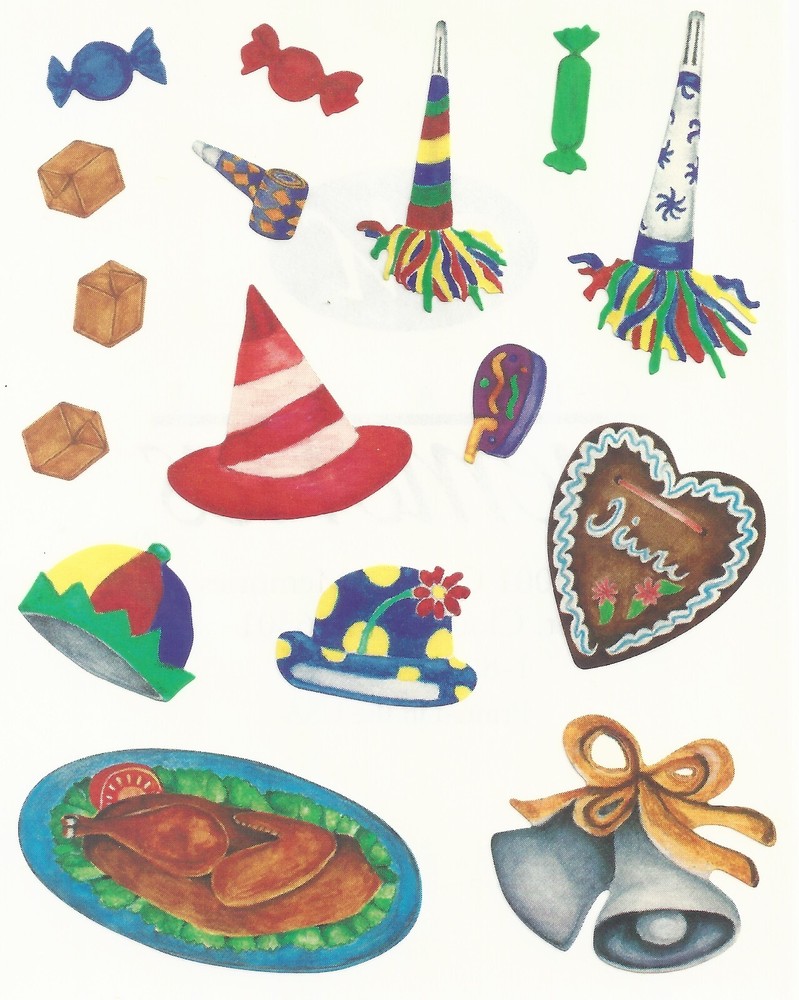 Creative Memories BLOCK STICKER – PARTY HATS, ROAST CHICKEN, LOLLIES, BLOWER
