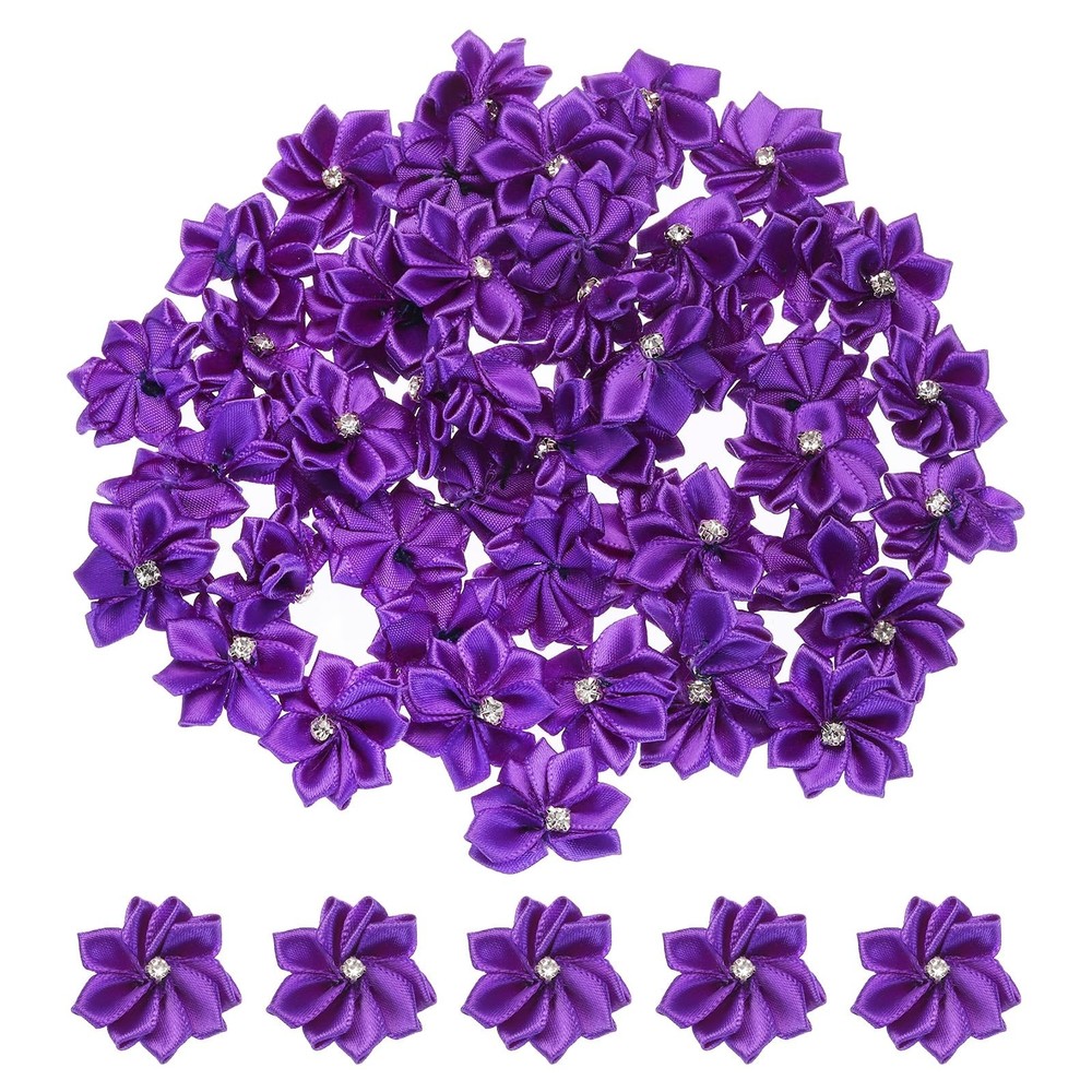 PATIKIL 1.2 Inch Small Ribbon Flowers, 100 Pcs Satin Ribbon Flowers Mini Fabr…