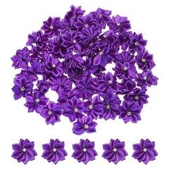PATIKIL 1.2 Inch Small Ribbon Flowers, 100 Pcs Satin Ribbon Flowers Mini Fabr…