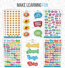 Teacher Reward Stickers – 1380 Pcs, 22 Sheets of Premium Reward Stickers, Colorf