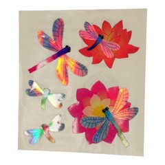 Vintage Prismatic Dragonfly Sticker Lot Holographic Foil 5 Stickers Flowers