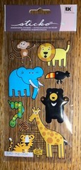 Sticko Puffy Zoo Animals Monkey Snake Tiger Giraffe Bear Lion Scrapbook Stickers