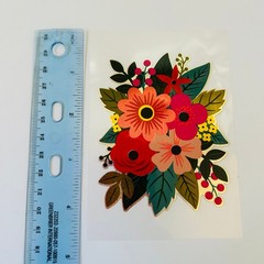 Vintage Y2K Retro Die Cut Prism Glitter Foil Decal FLOWER BOUQUET theme 6pk