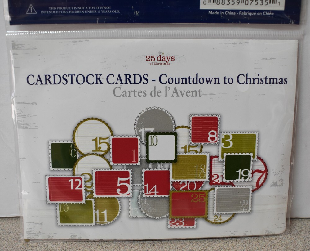 25 Days of Christmas Cardstock Cards Advent Countdown Scrapbook Journaling
