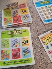Vintage 1990 Redi-Stix Birthday, Cross, Rainbow Religious Stickers Seals USA Inc