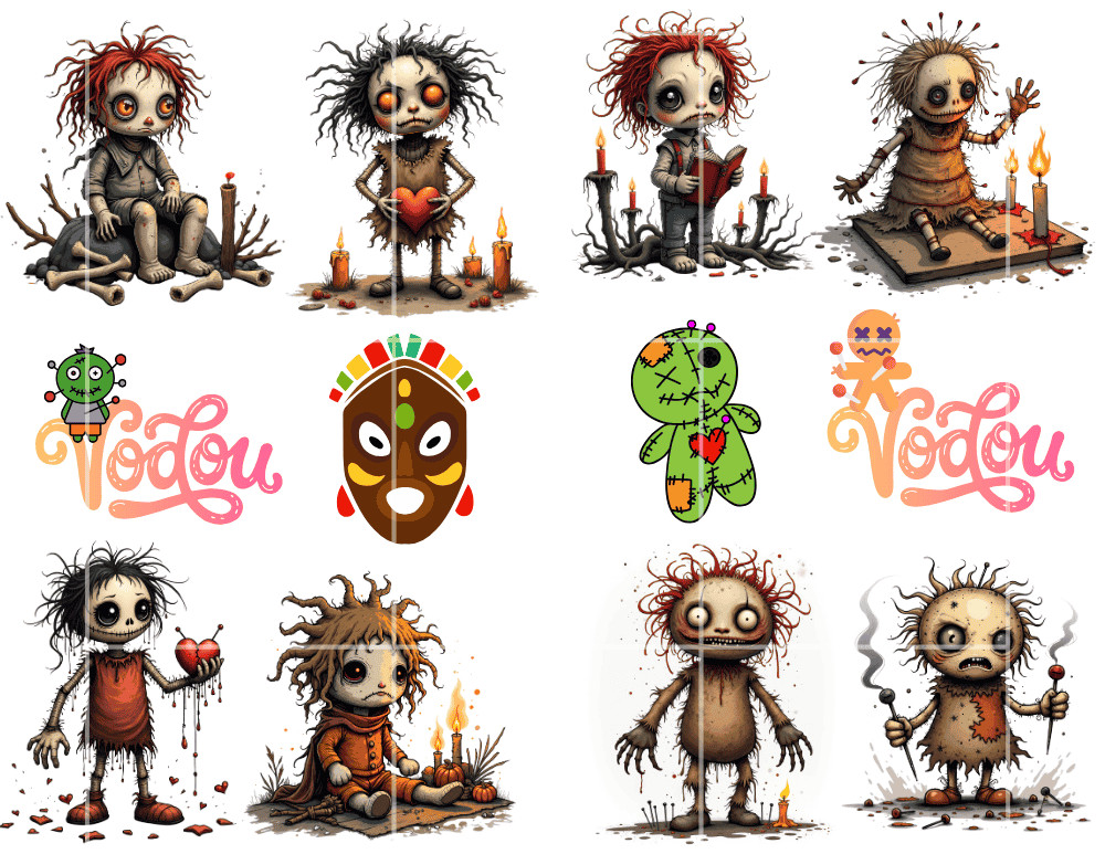 Grumpy Voodoo Doll Clipart Collage Supply Scrapbook Junk Journal Kit Card Topper