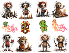Grumpy Voodoo Doll Clipart Collage Supply Scrapbook Junk Journal Kit Card Topper