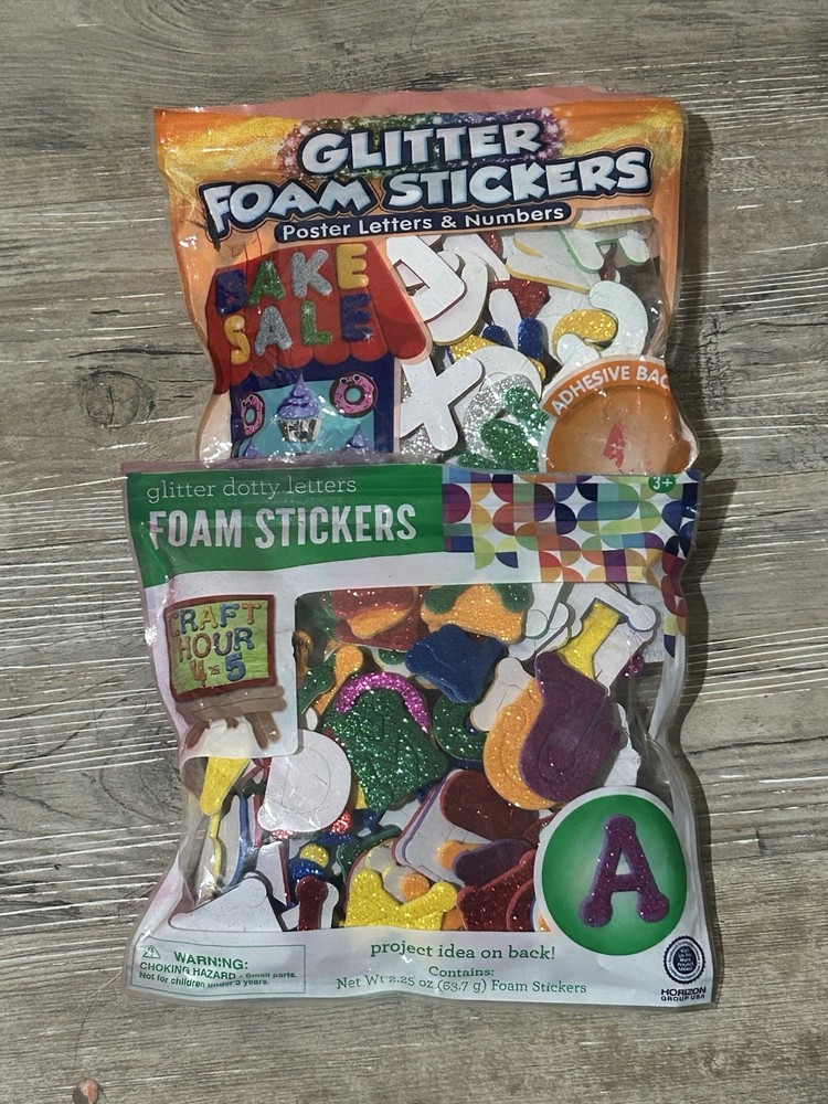 2 Packs of Glitter Foam Stickers By Horizon Craft Letters Numbers Self Adhesive