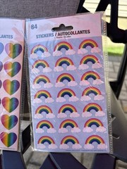 168 Rainbow & 96 Heart Stickers 4 Sheets Per Pack~3 NOS Sealed Packs