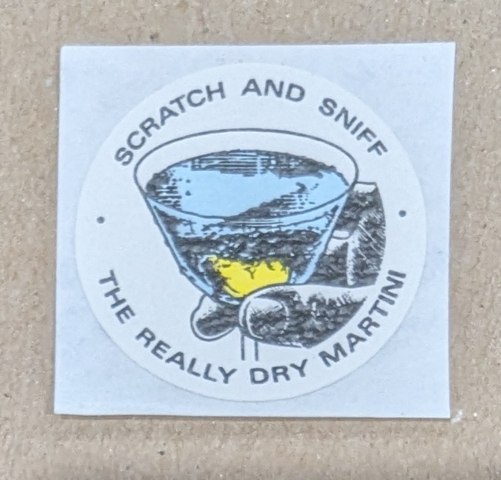 Vintage 3M DRY MARTINI With Logo Backing Scratch & Sniff Sticker