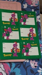Vintage Hallmark Stickers Barney The Purple Dinosaur Christmas Lot 2 Sheets