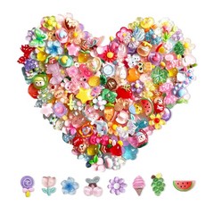 120PCS Mixed Colors Slime Charms Cute 0.6 inch to 1 inch,
