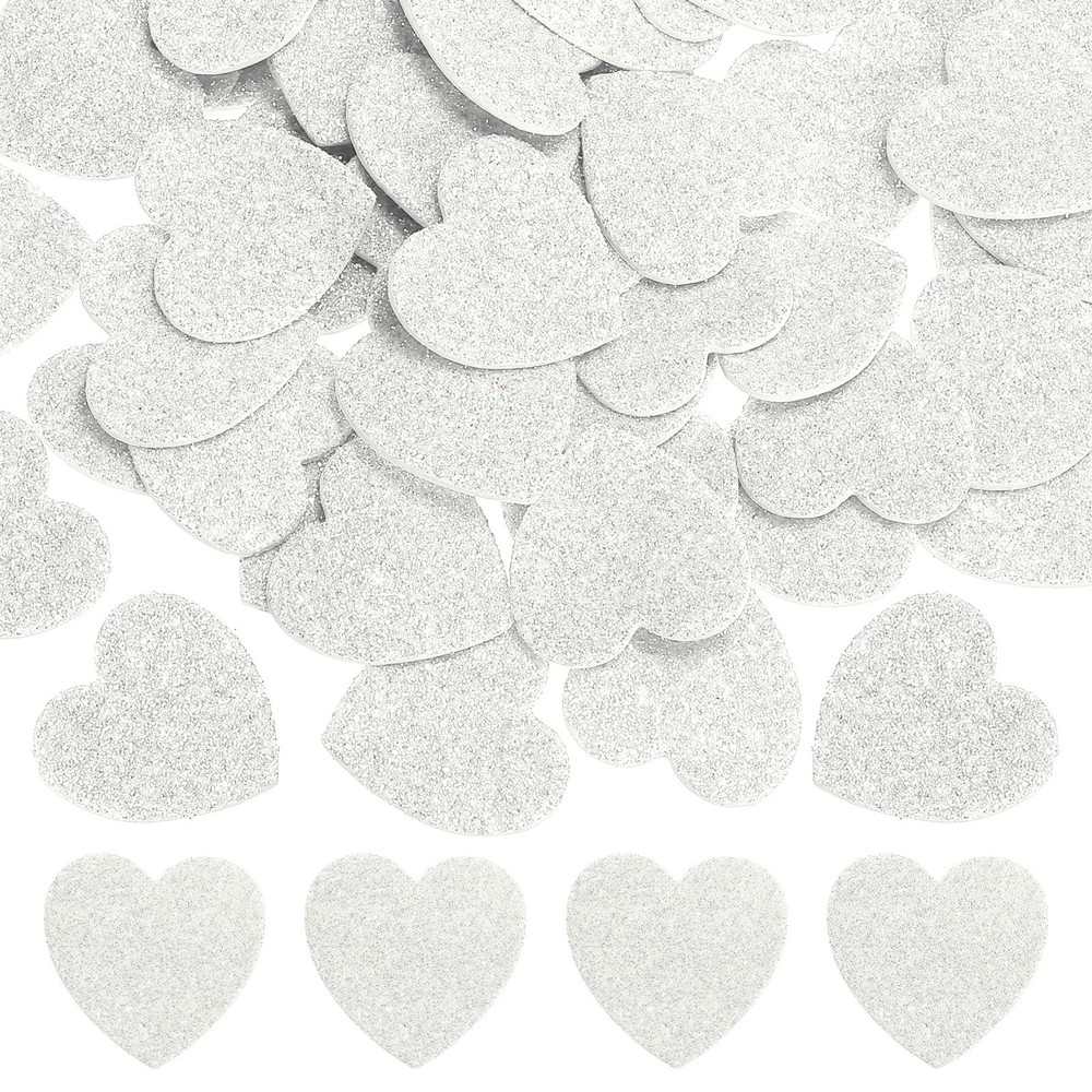 1″x1″ Heart Foam Stickers, 60Pcs EVA Glitters Foam Shape Sticker, White