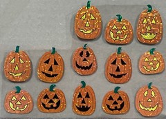 Rare Vintage Stickers Collectible Halloween Iridescent Jack O Lantern Pumpkins