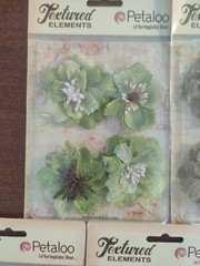 Lot 5 Petaloo Floral Embellishments Textured Flowers Burlap Blossom #30