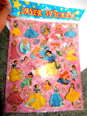 DISNEY PRINCESS Laser Stickers CINDERELLA Snow White ARIEL Jasmine AURORA Belle