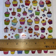 Birthday CUPCAKE Sticker Sheet Scrapbook Planner Craft Stickers