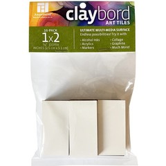 Ampersand Art Supply Claybord Tiles for Small 1″ x 2″ – Pack of 16, White