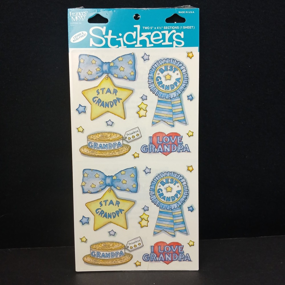 Frances Meyer Stickers Grandpa 2110-119 New 1 Sheet 2 Best Love Star Pastel