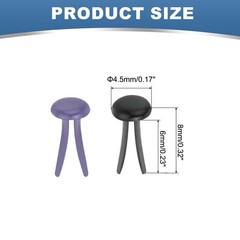 1000 PCS Paper Brass Fasteners Split Pins, Purple/Black, 4.5 x 8 mm