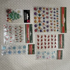 christmas scrapbooking lot Of 25 Packs Stickers, Ribbon, Jewels & More
