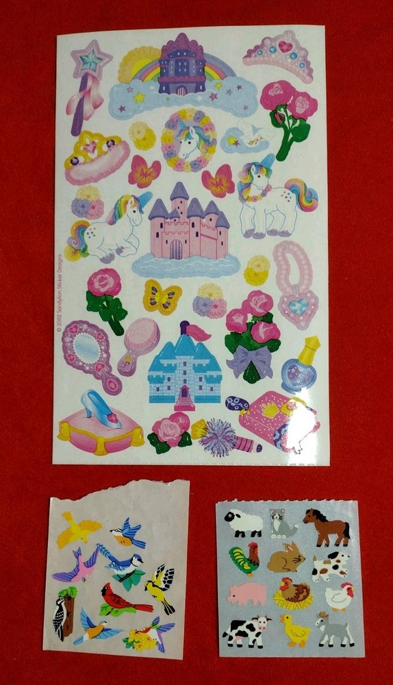 Vintage 90s/00s Sandylion Stickers Lot Princess, Farm Animals, Birds