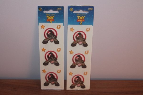 Vintage Disney Toy Story 2 BULLSEYE Fuzzy Sandylion 2 Pk Stickers New Sealed