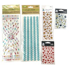 Assorted Gemstone Jewel & 3D Bubble Dot Stickers Borders Hearts Dots Candy Corn