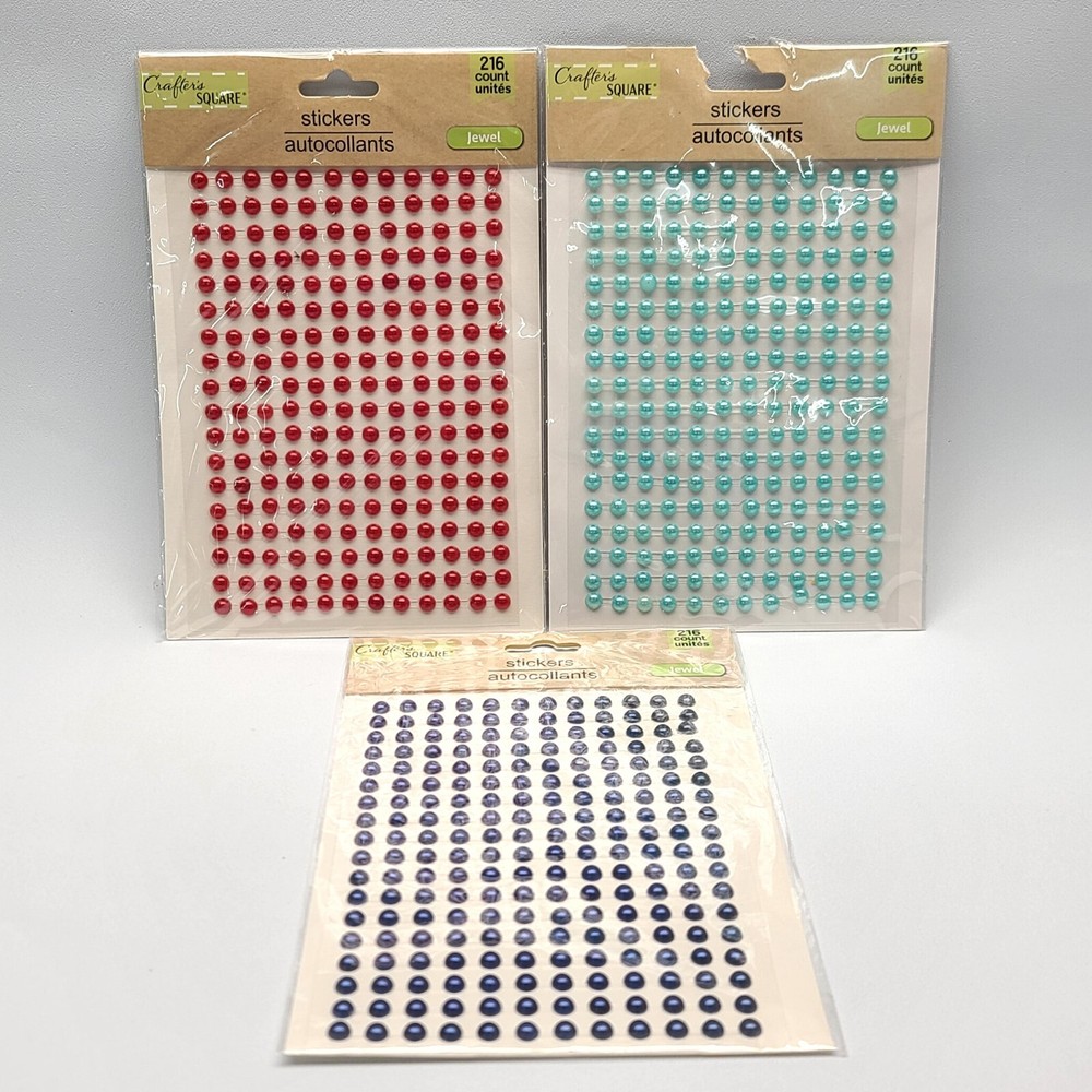 ⭐️ (3pk) Crafter’s Square Dot Circles Scrapbook Sticker Lot – Red Blue Teal
