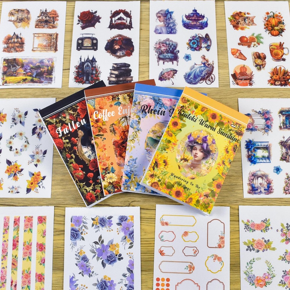 PET Washi Tape 6 Rolls Wide Flowers Transparent Light Decorative Aesthetic Fl…