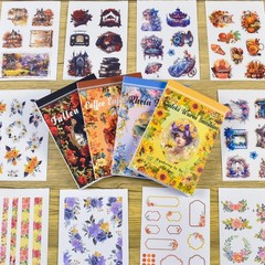 PET Washi Tape 6 Rolls Wide Flowers Transparent Light Decorative Aesthetic Fl…