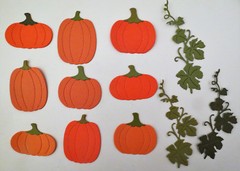 Pumpkin Fall leaves Cardstock Paper Die Cut Embellishment 9pcs Scrapbook
